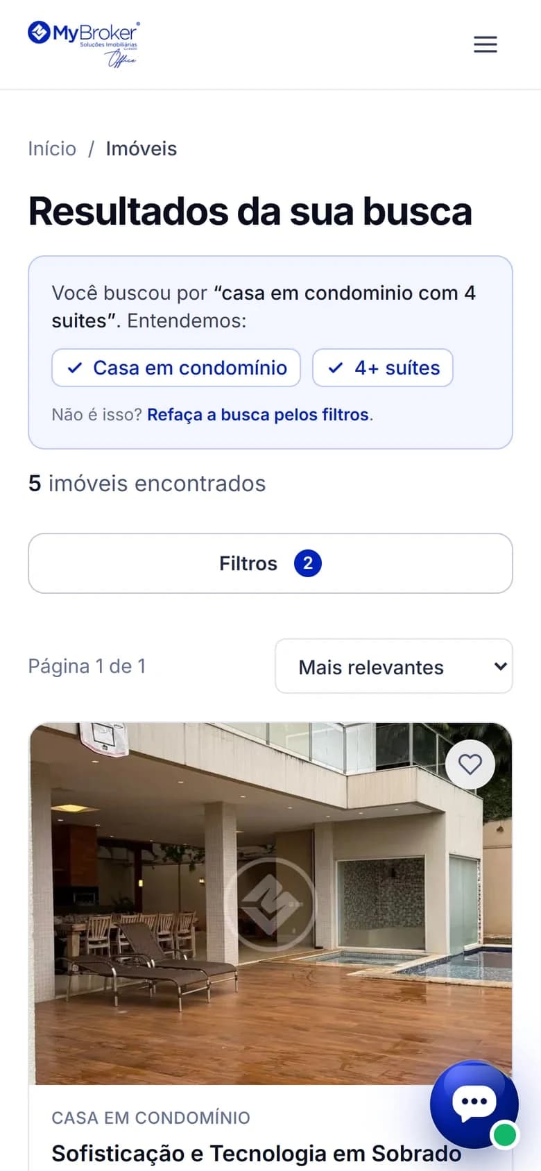Search results and filters on mobile