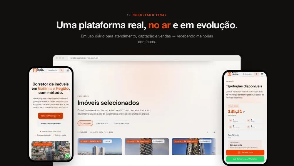 Renato Lagares Imóveis portal on desktop and mobile
