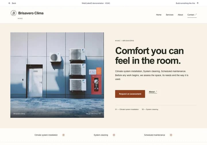 WebCodeAZ demonstration: Brisavero Clima · HVAC