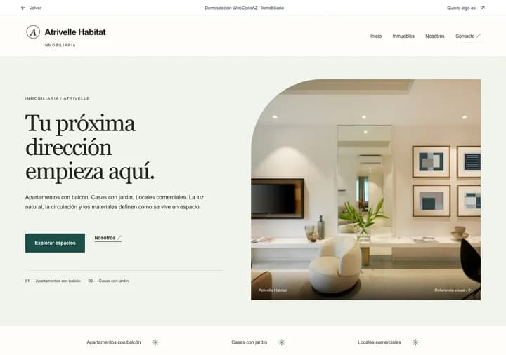 Demostración WebCodeAZ: Atrivelle Habitat · Inmobiliaria