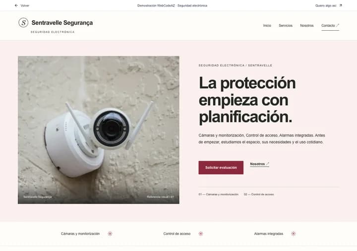 Demostración WebCodeAZ: Sentravelle Segurança · Seguridad electrónica