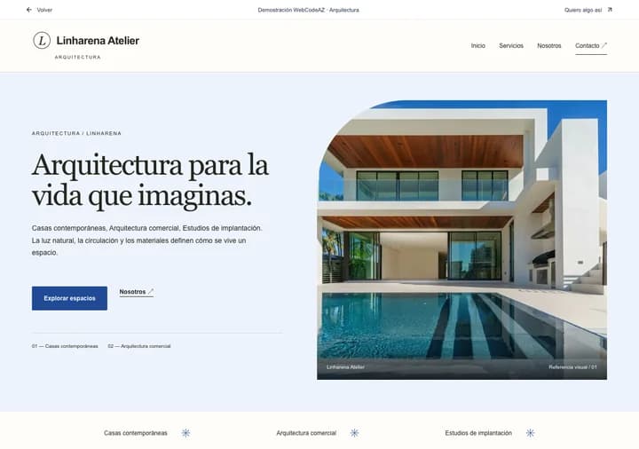 Demostración WebCodeAZ: Linharena Atelier · Arquitectura